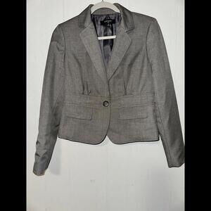 Nine West‎ Women's Blazer Size 4 Gray One-Button Suit Jacket Business Career